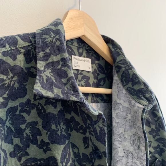 Frank & Oak Men’s Floral Button Down Collared Long Sleeved Shirt - Picture 4 of 8